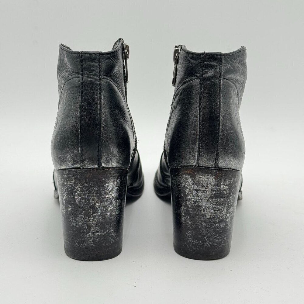 FRYE Womens 7.5 Metallic Black Leather Nora Ankle Boots Cowgirl Giddy Up Booties - Picture 4 of 10